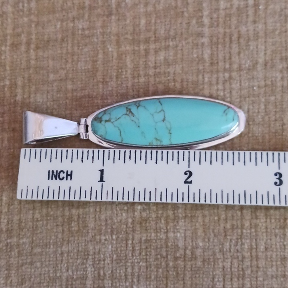 Sterling Silver Turquoise Teardrop Pendant - Picture 4 of 6